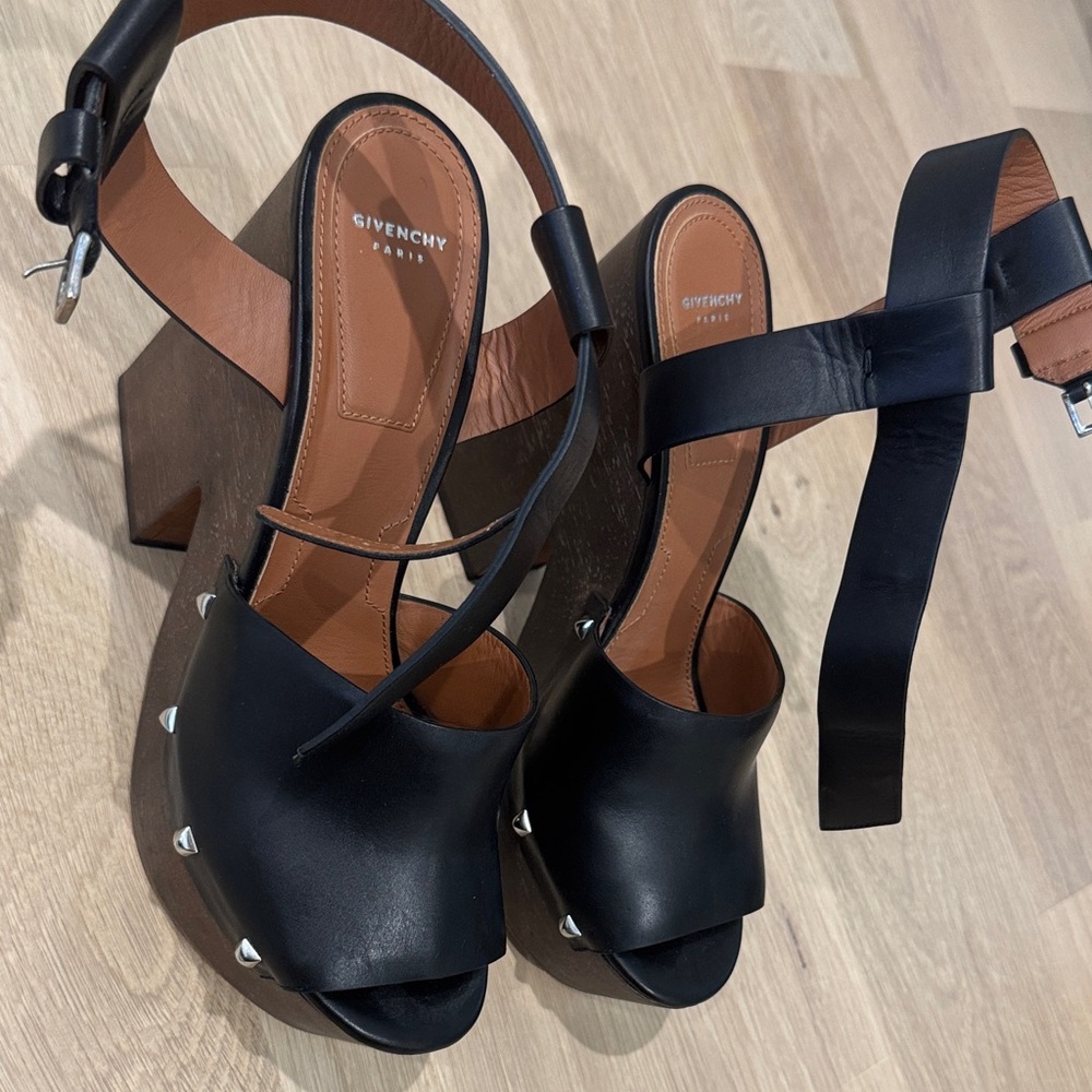 Givenchy Black Platform Sandals with Silver Accents